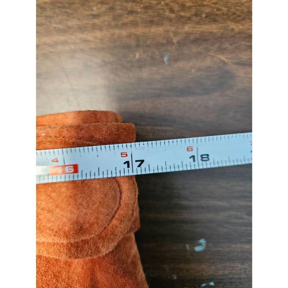 Context Orange Leather Suede Belted Skirt Size 10 - Picture 7 of 8